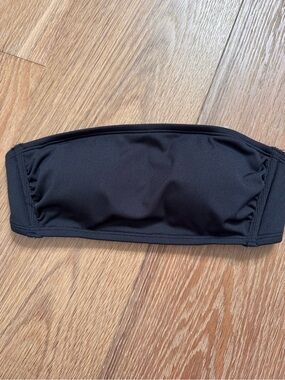 Convertible Black Bandeau Bikini Top with Gold Hardware